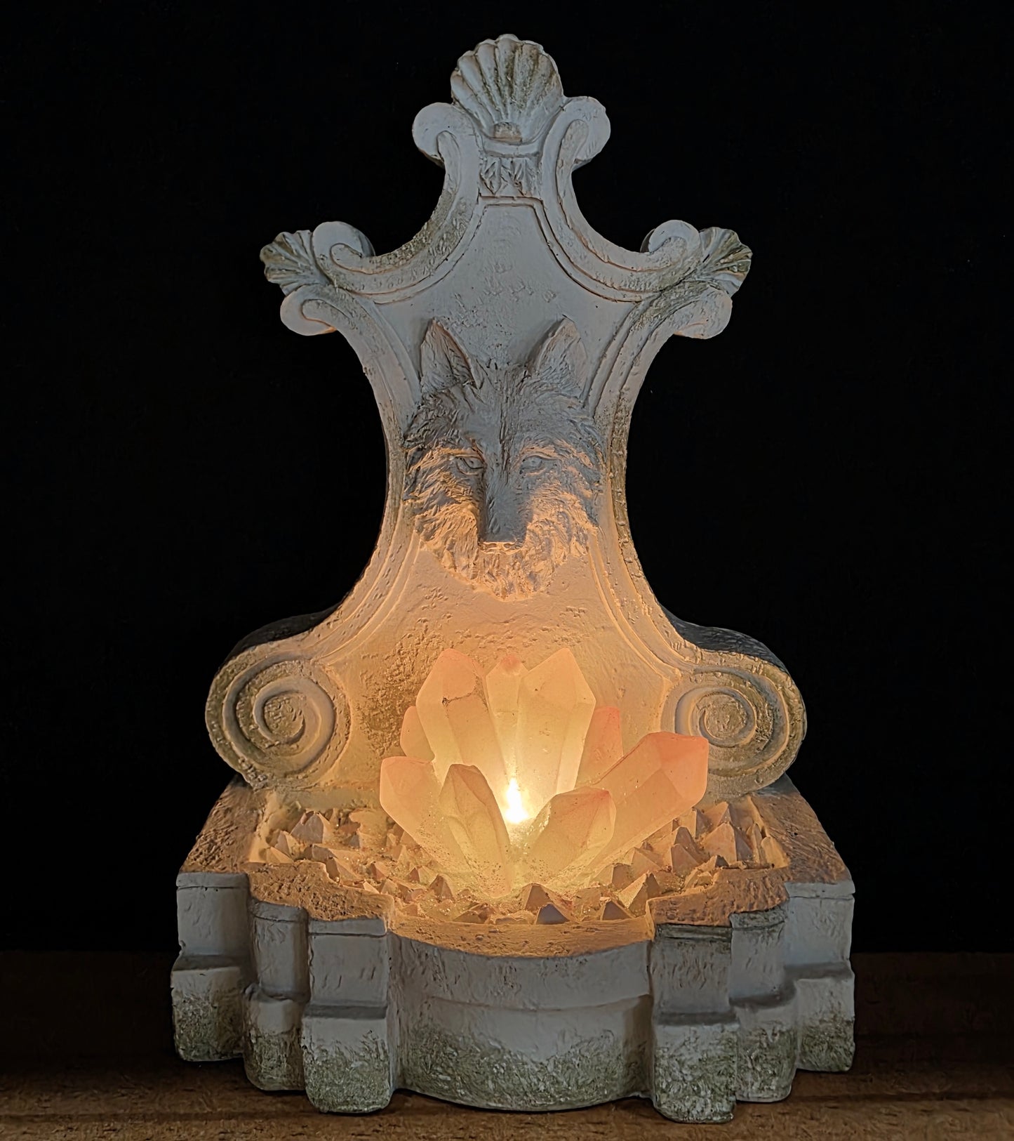 White Wolf with Light-Up Crystals