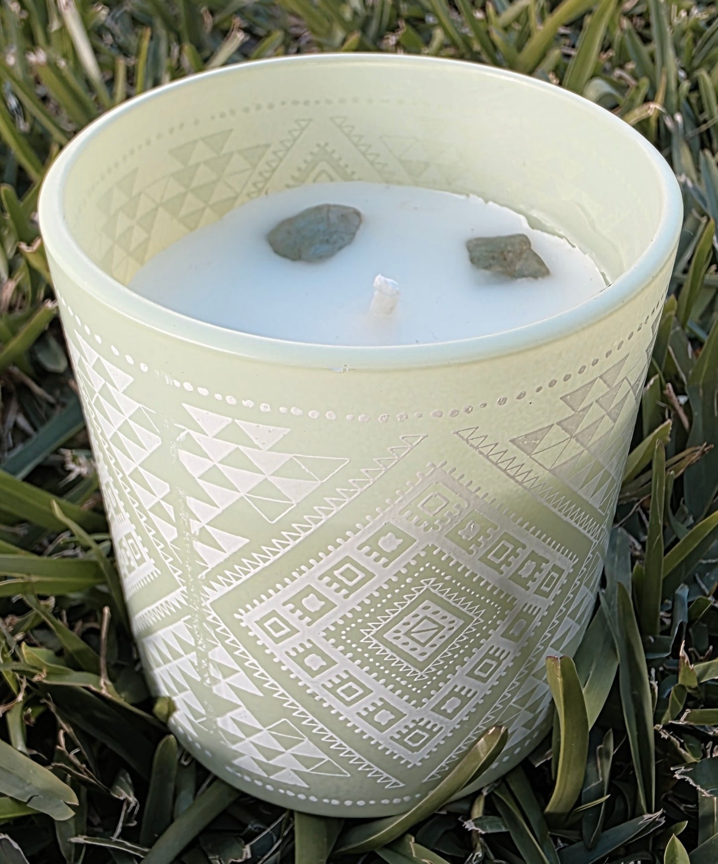 Tree of Life Crystal Candle | Green Jade