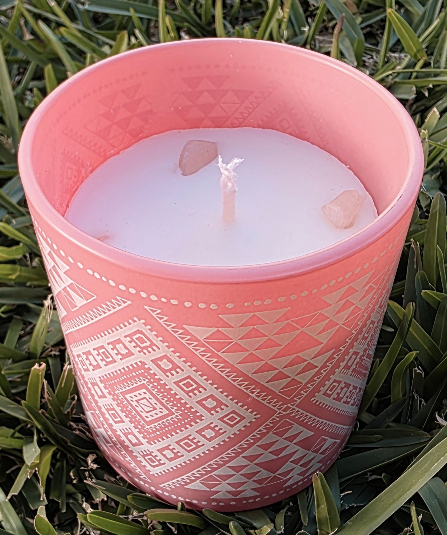 Seven Chakras Crystal Candle | Rose Quartz