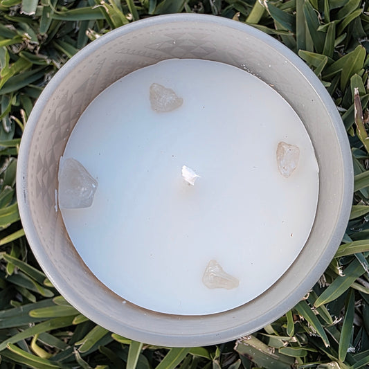 White Sage Crystal Candle | Clear Quartz