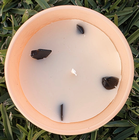 Palo Santo Crystal Candle – Black Obsidian