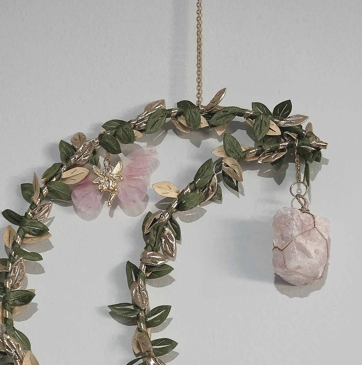 Celestial Moon & Butterfly with Quartz Crystal Suncatcher