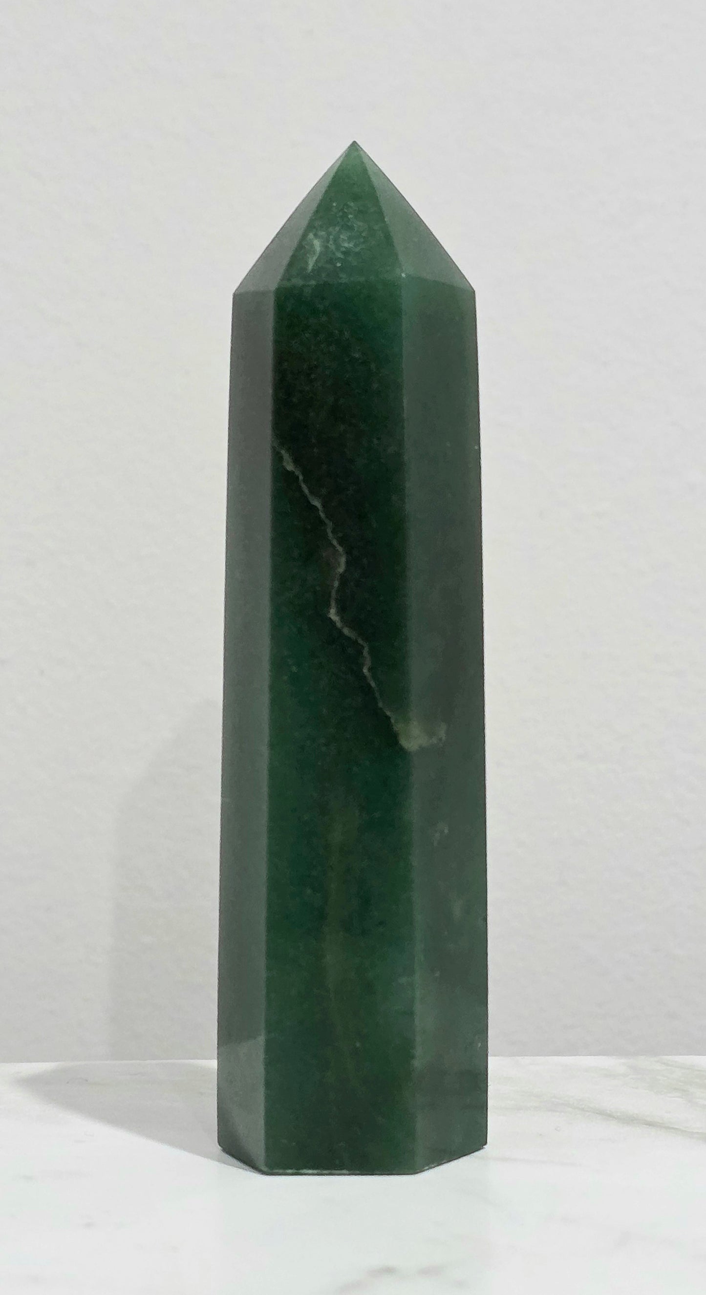 Green Aventurine Crystal Point – 9cm Polished Tower for Prosperity & Healing