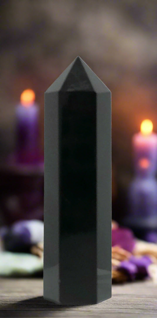 black obsidian crystal tower / crystal point