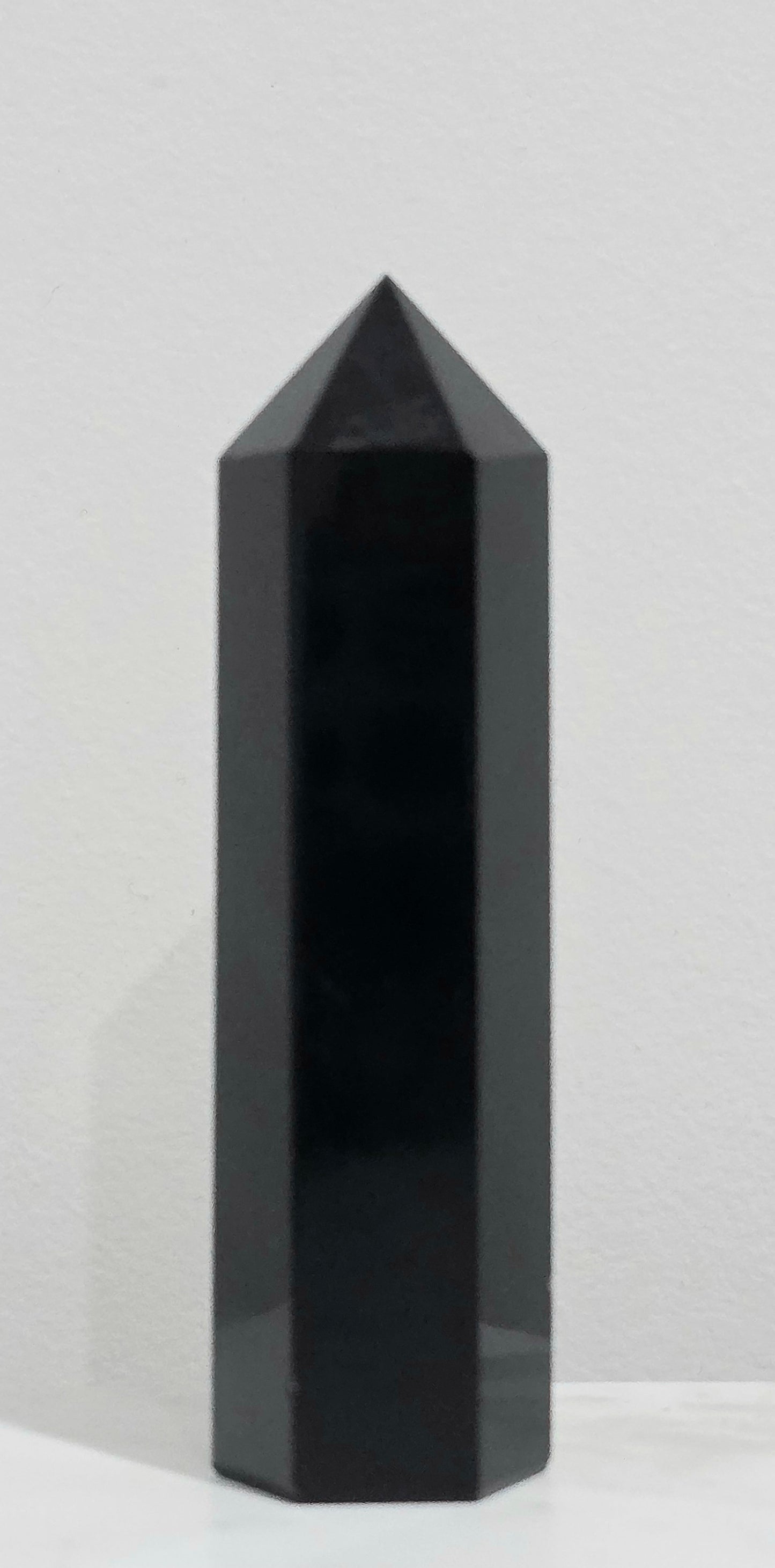 Black Obsidian Crystal Point – 9cm Polished Tower for Protection, Grounding & Healing