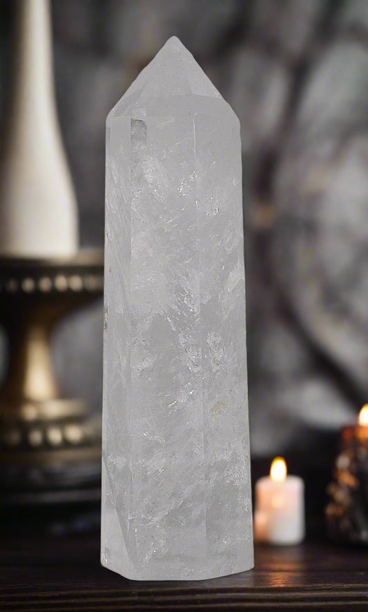 clear quartz crystal point