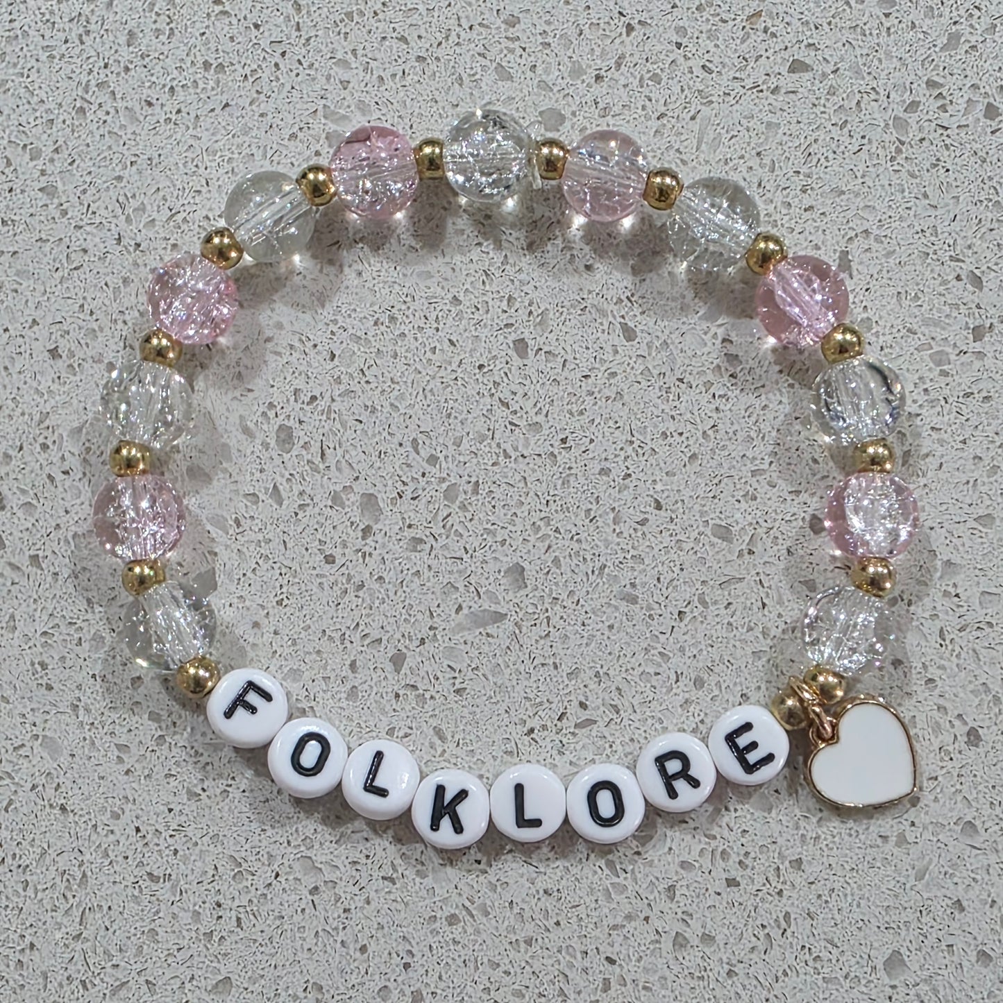 Taylor Swift Inspired Handmade Beaded Bracelet with Heart Charm