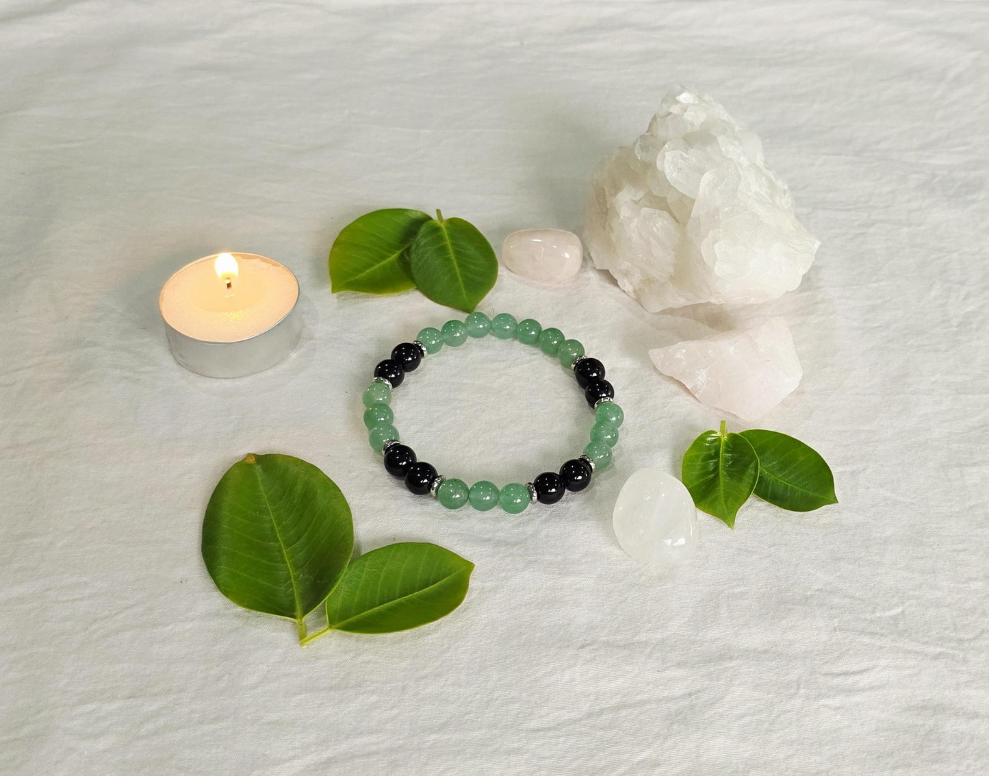 Prosperity & Protection Bracelet | Green Aventurine & Black Obsidian