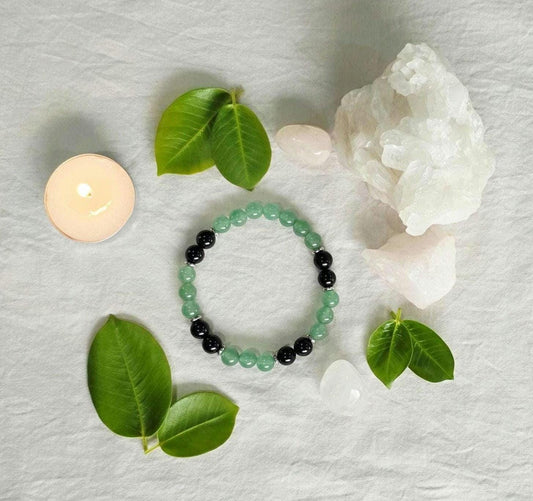 Prosperity & Protection Bracelet | Green Aventurine & Black Obsidian