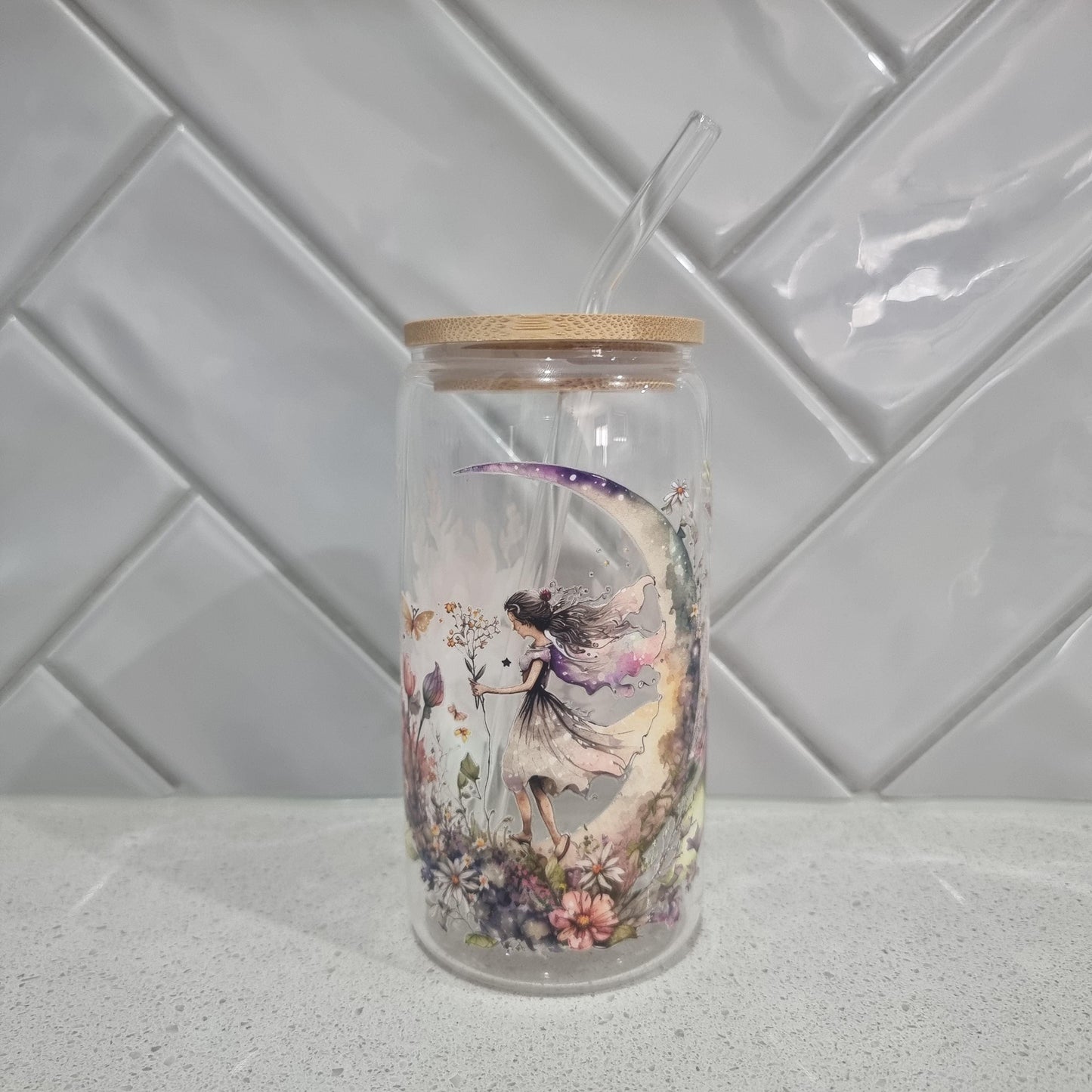 Fairy Glass Tumbler - 16oz with Bamboo Lid