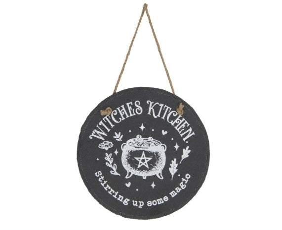 Witches Kitchen Hanging Sign – Black Slate Cauldron