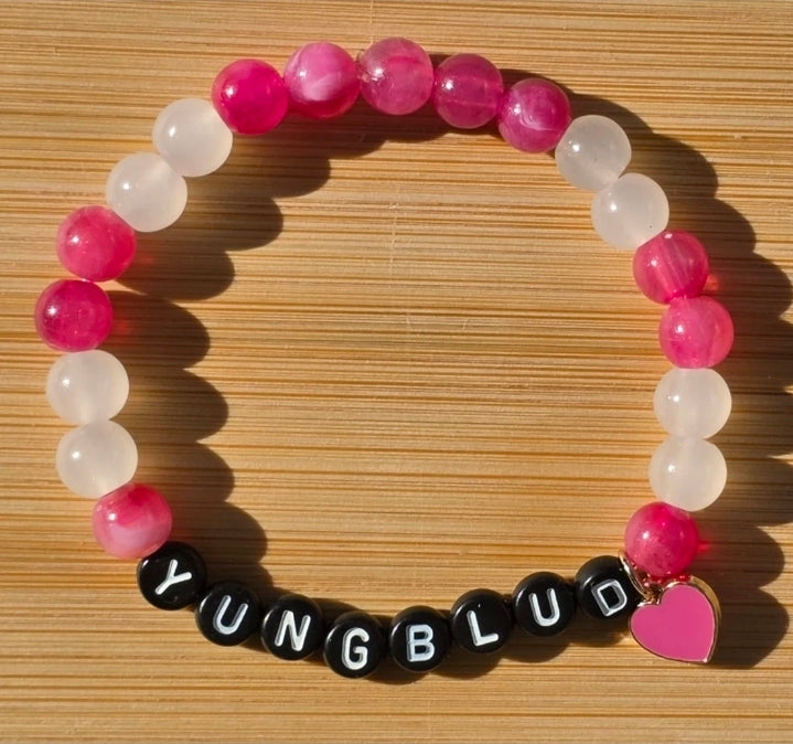 YUNGBLUD Inspired Handmade Beaded Bracelet with Heart Charm