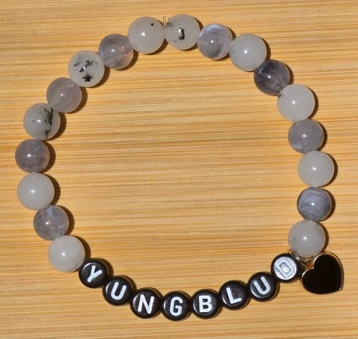 YUNGBLUD Inspired Handmade Beaded Bracelet with Heart Charm