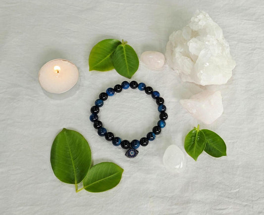 Protection & Grounding Bracelet | Black Obsidian & Blue Tiger's Eye