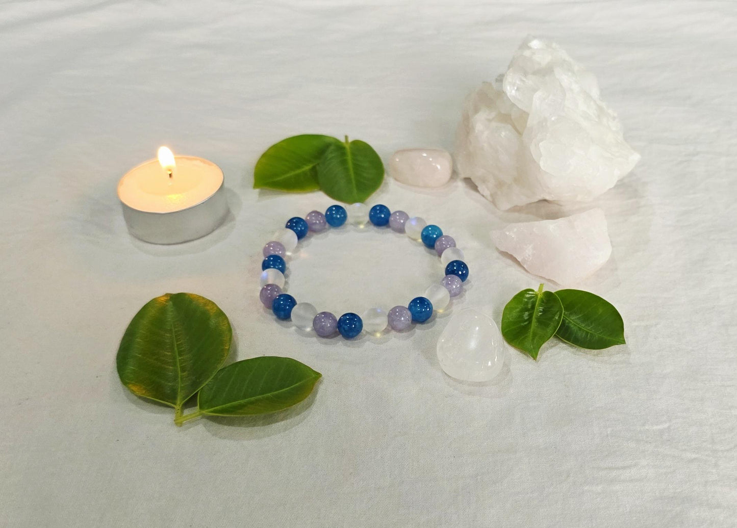 Tranquility & Calming Bracelet | Moonstone, Blue Apatite & Aquamarine