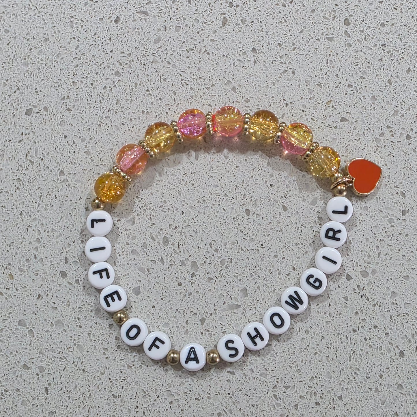 Taylor Swift Inspired Handmade Beaded Bracelet with Heart Charm