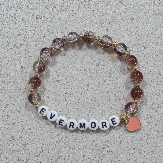 Taylor Swift Inspired Handmade Beaded Bracelet with Heart Charm