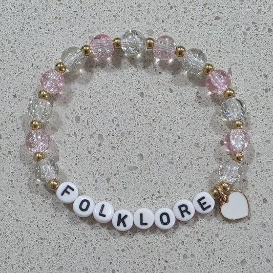 Taylor Swift Inspired Handmade Beaded Bracelet with Heart Charm