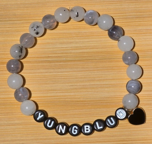 YUNGBLUD Inspired Handmade Beaded Bracelet with Heart Charm