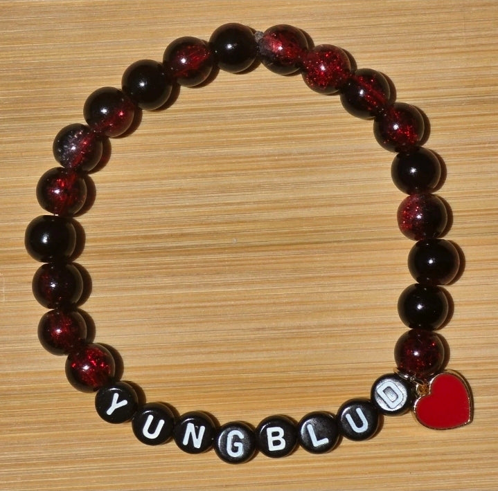 YUNGBLUD Inspired Handmade Beaded Bracelet with Heart Charm